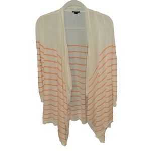 Ann Taylor striped knit cardigan with waterfall opening